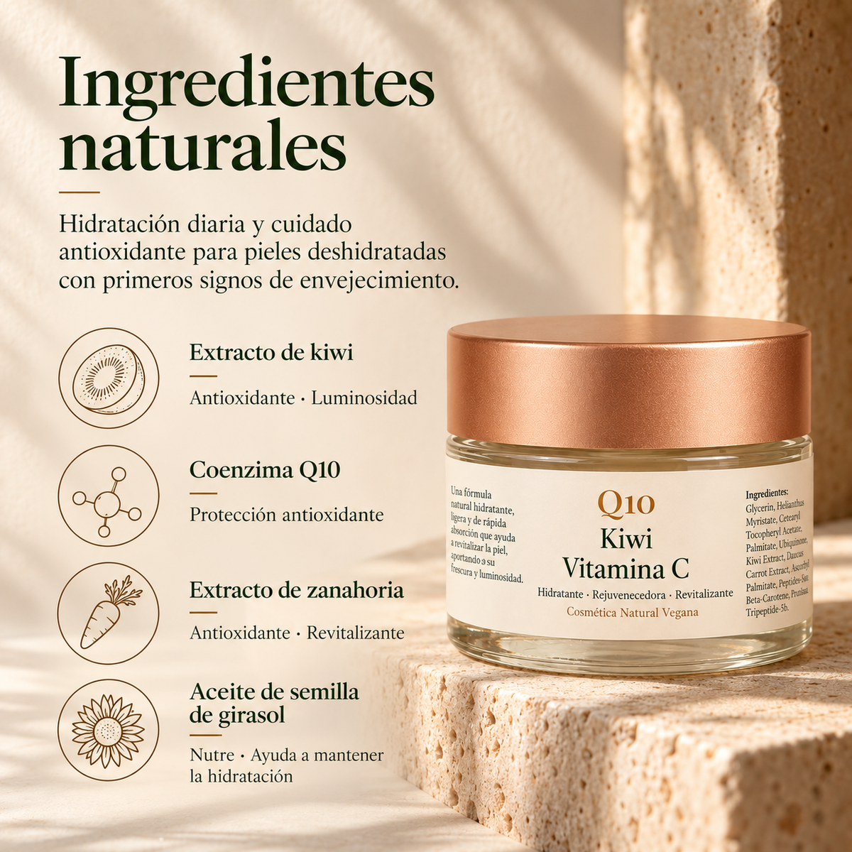 Crema Facial Q10 para Pieles Deshidratadas
